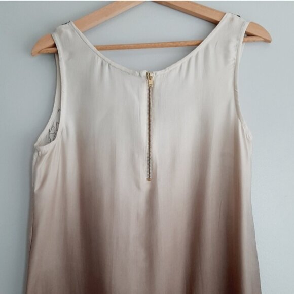 SOUTH Sequins Dip-Dye Silky Tunic Tank High Low Hem Top Cream & Tan Sz M Flawed - Picture 10 of 16